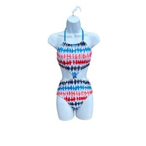 Target Art Class Blue Red White One Piece Swimsuit Girls Size S